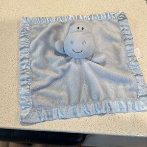 Cuddle Time Blue Hippo Lovey 12" Satin Back Trim Security Blanket Nunu Plush
